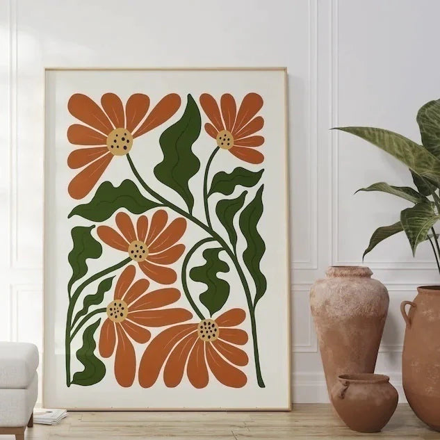 Póster Orange Floral